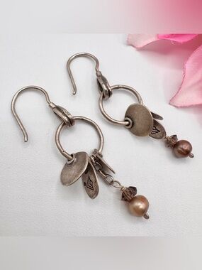 Silpada Sterling Silver Bronze Freshwater Pearl Earrings W1550 Retired Signed